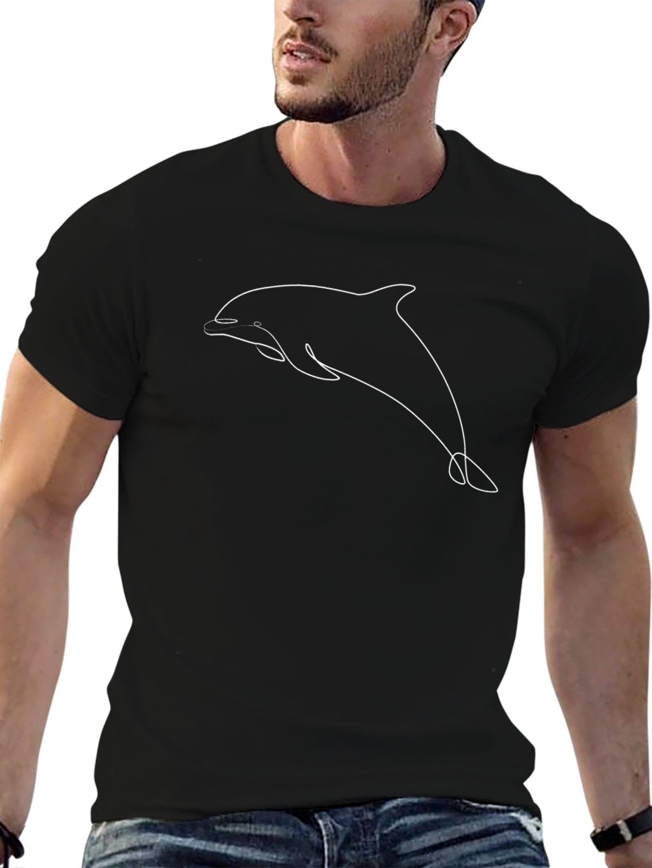 Minimalist Dolphin T-Shirt - Black
