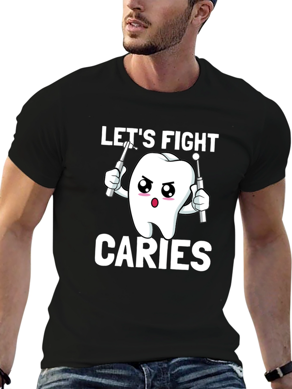 Lets Fight Caries T-Shirt - Dental Health Awareness Tee