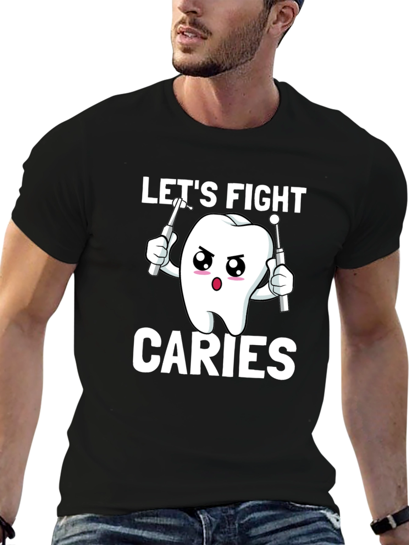 Lets Fight Caries T-Shirt - Dental Health Awareness Tee