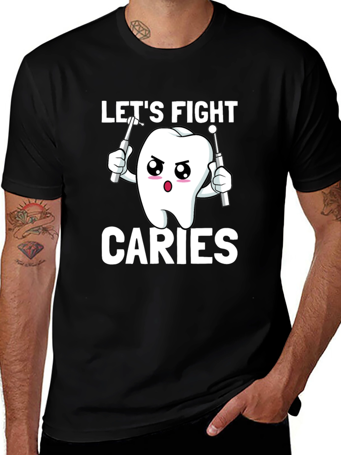 Lets Fight Caries T-Shirt - Dental Health Awareness Tee