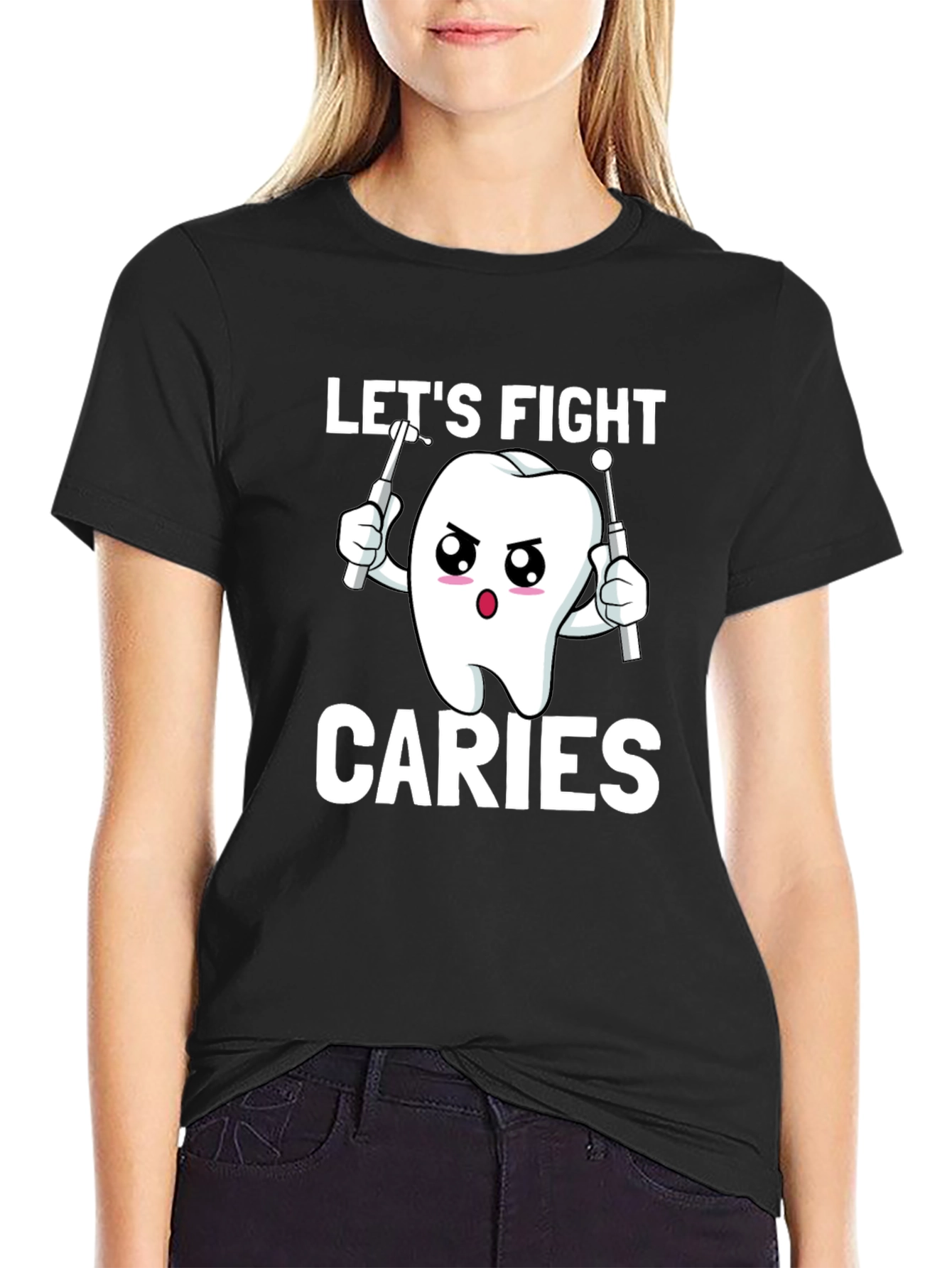 Lets Fight Caries T-Shirt - Dental Health Awareness Tee