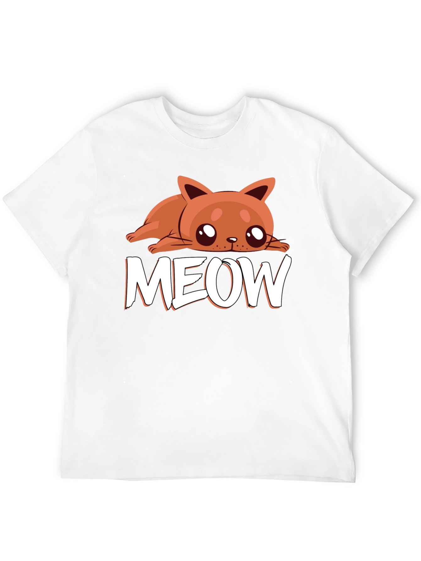 Cute Cat MEOW Black T-Shirt - Soft Cotton Tee
