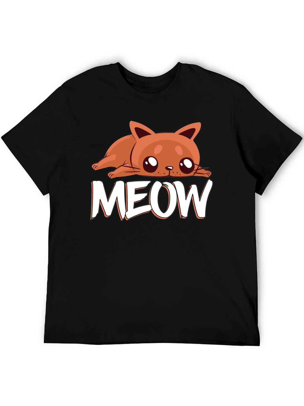 Cute Cat MEOW Black T-Shirt - Soft Cotton Tee