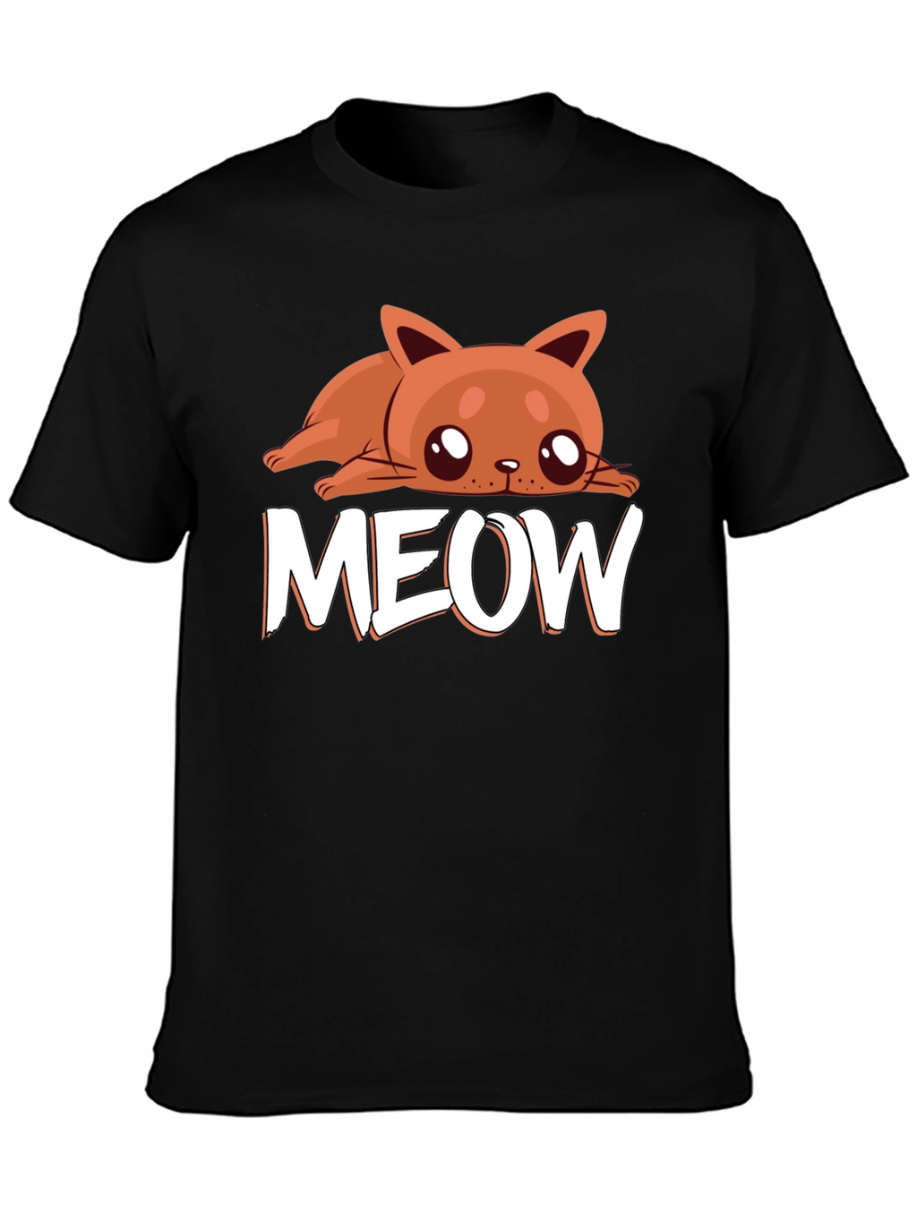 Cute Cat MEOW Black T-Shirt - Soft Cotton Tee