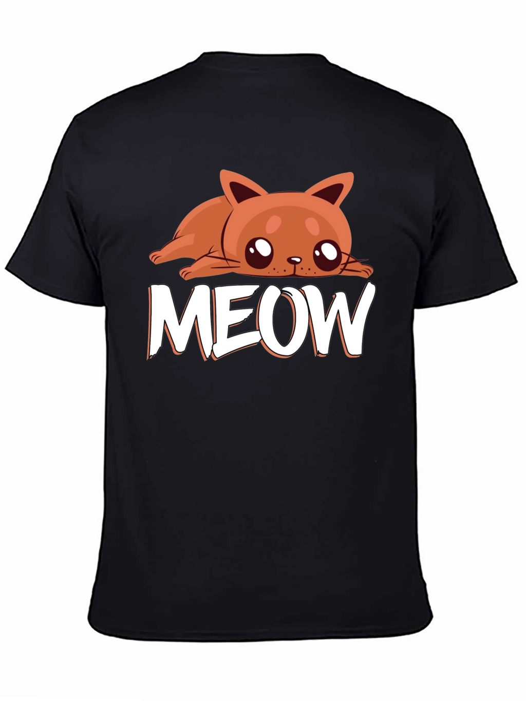 Cute Cat MEOW Black T-Shirt - Soft Cotton Tee