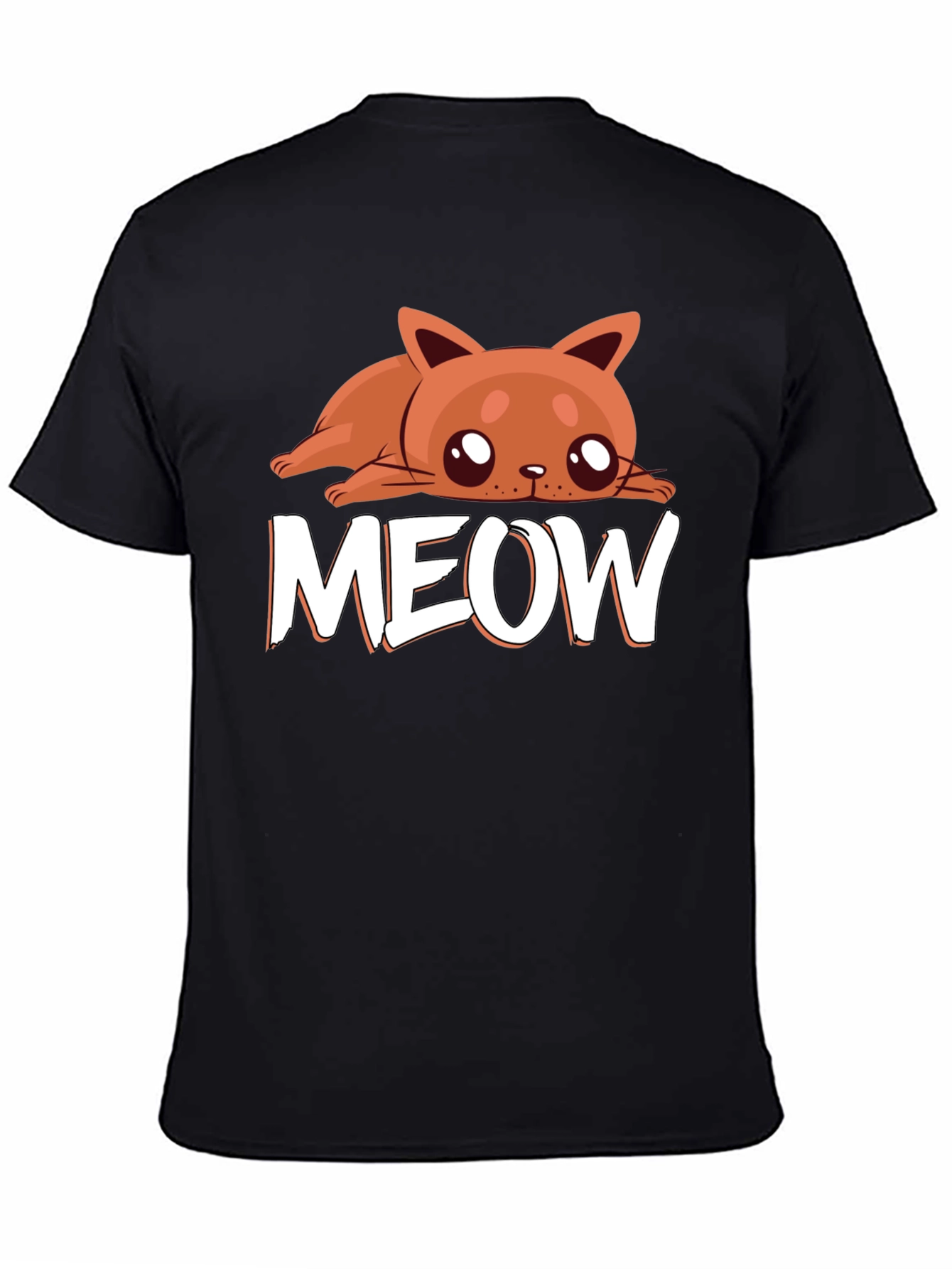 Cute Cat MEOW Black T-Shirt - Soft Cotton Tee