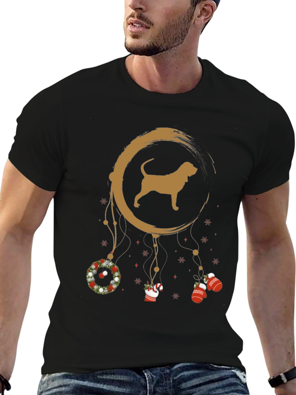 Dog Breed Dreamcatcher Christmas Black T-Shirt