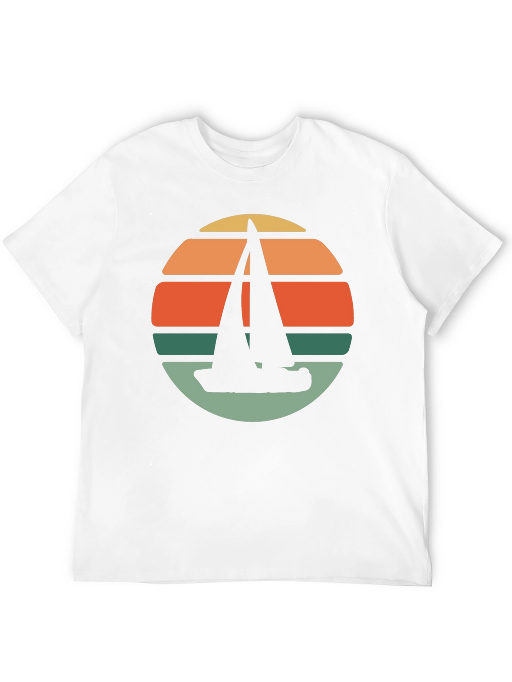 Retro Sunset Sailboat T-Shirt - Black