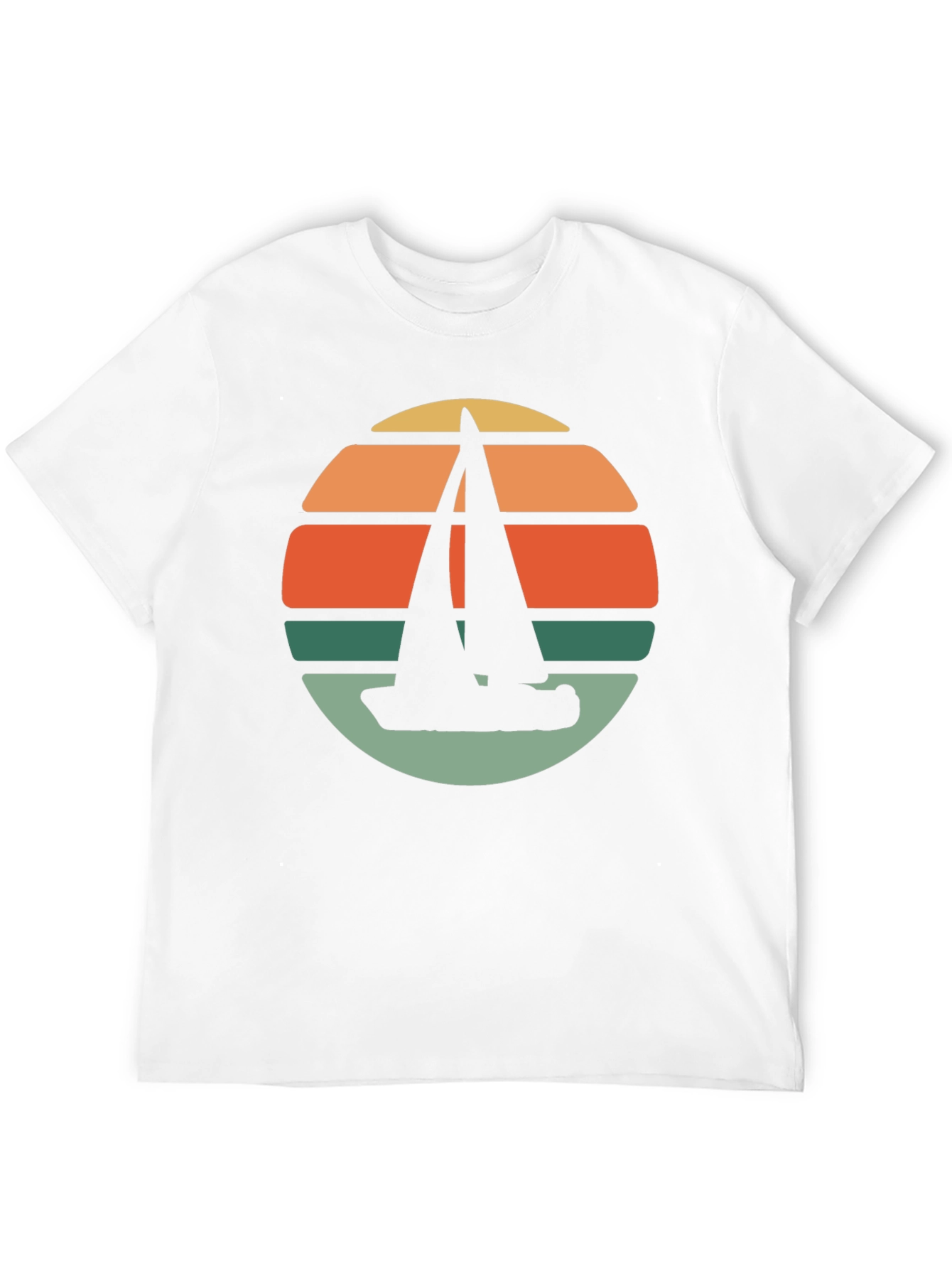 Retro Sunset Sailboat T-Shirt - Black