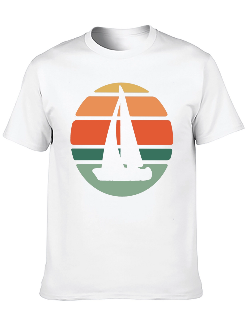 Retro Sunset Sailboat T-Shirt - Black