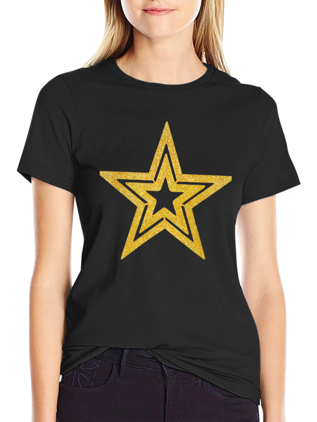 Gold Star Graphic Black T-Shirt