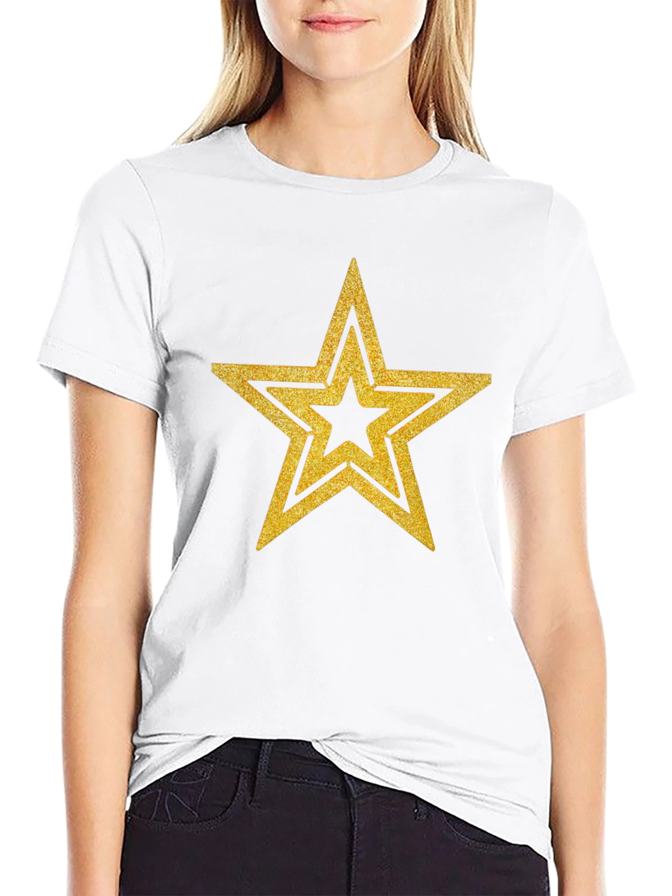 Gold Star Graphic Black T-Shirt