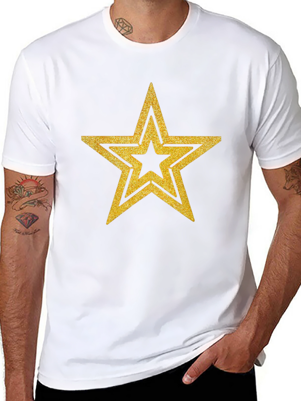 Gold Star Graphic Black T-Shirt