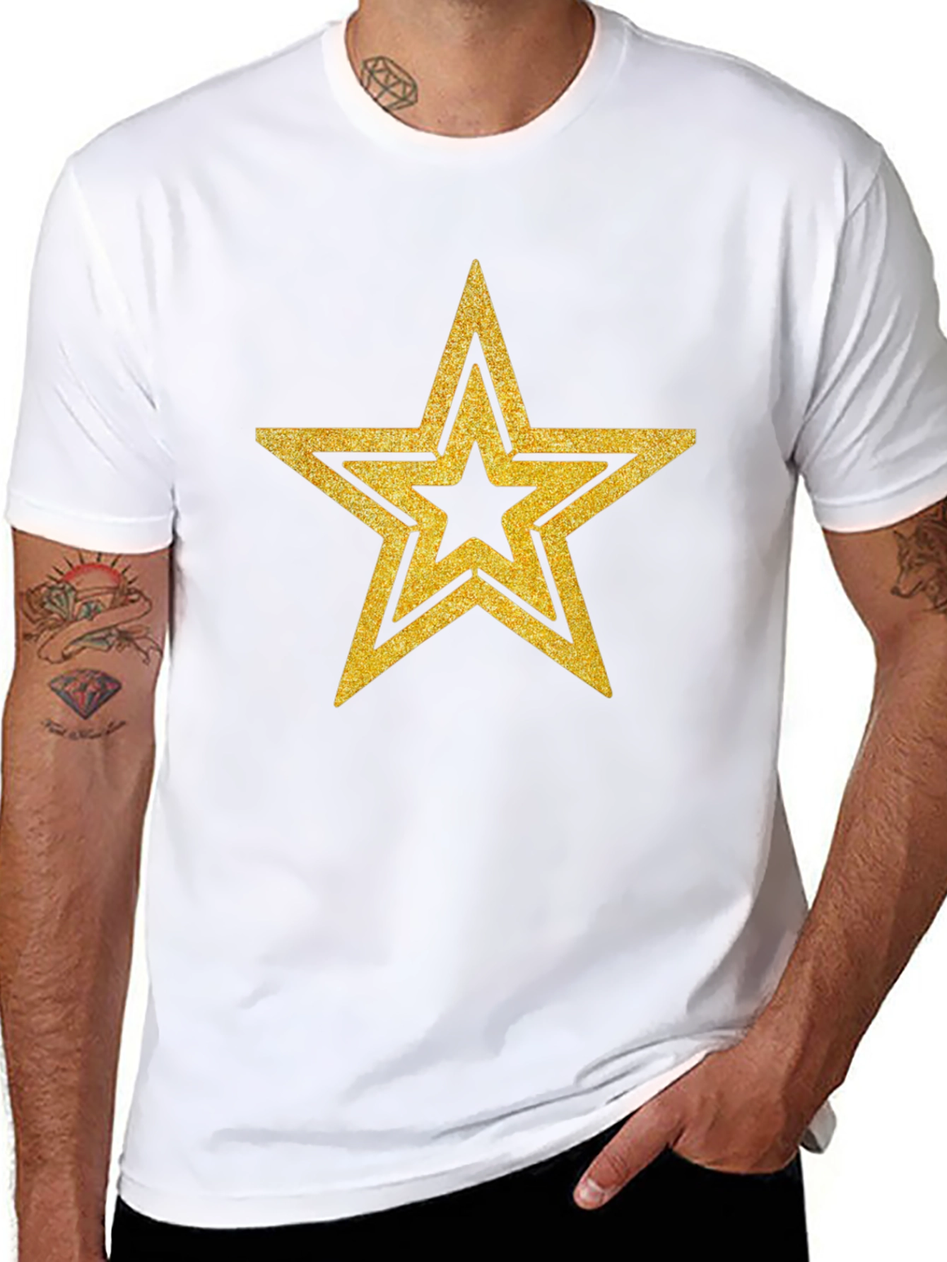 Gold Star Graphic Black T-Shirt