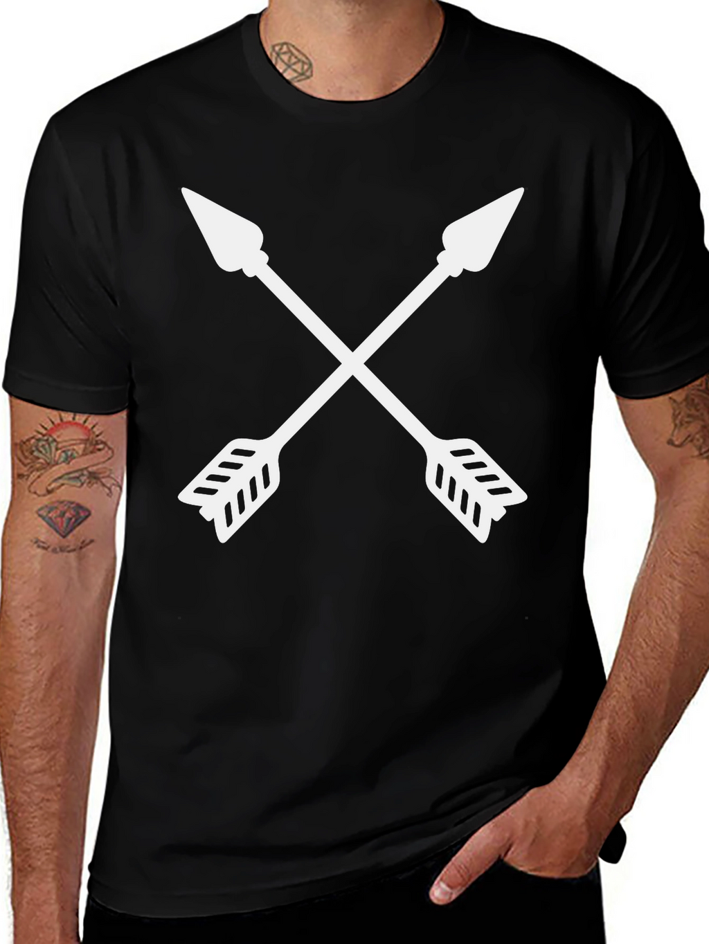 Crossed Arrows Graphic Tee - Black Casual Shirt