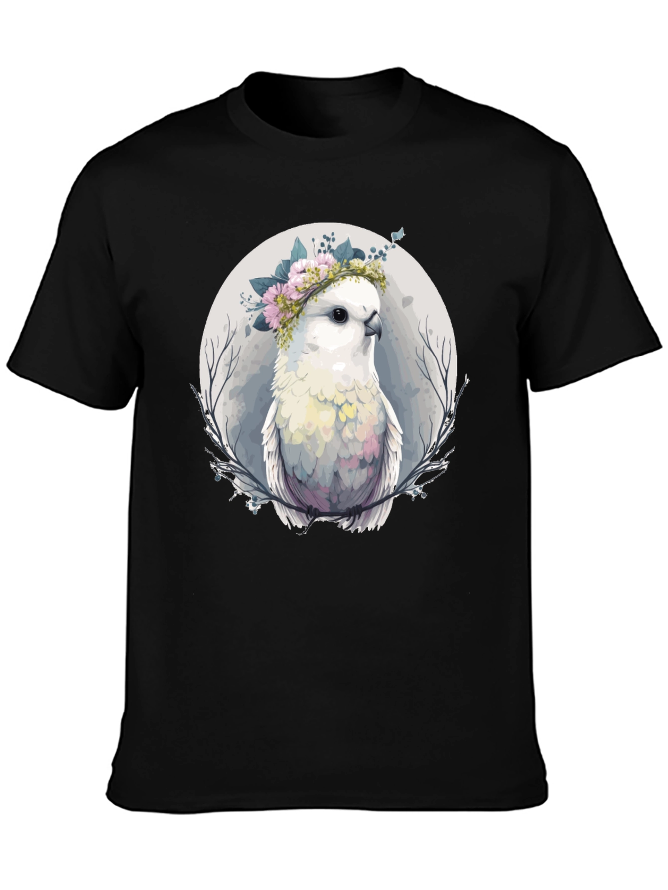 Cockatoo Flower Crown Graphic Tee - Unique Bird Lover Gift