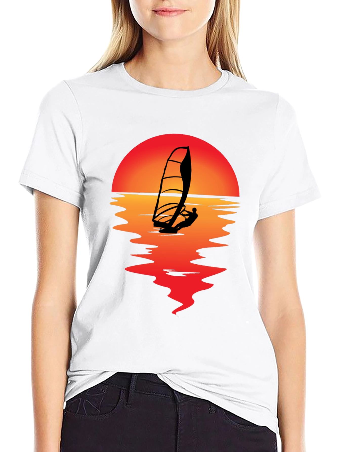 Sunset Windsurfer T-Shirt - Black
