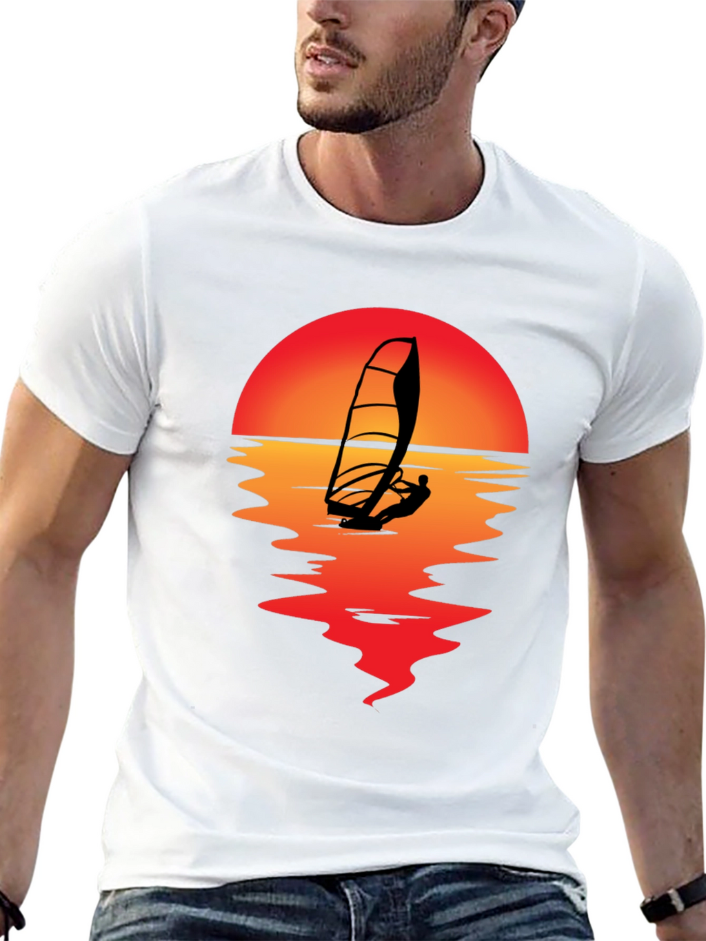 Sunset Windsurfer T-Shirt - Black