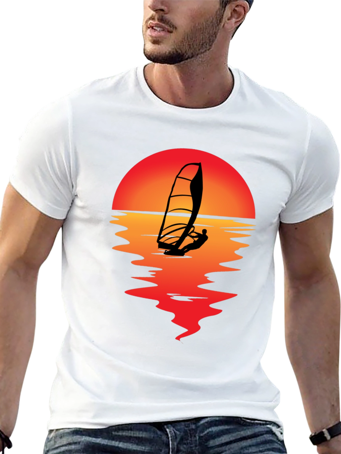 Sunset Windsurfer T-Shirt - Black