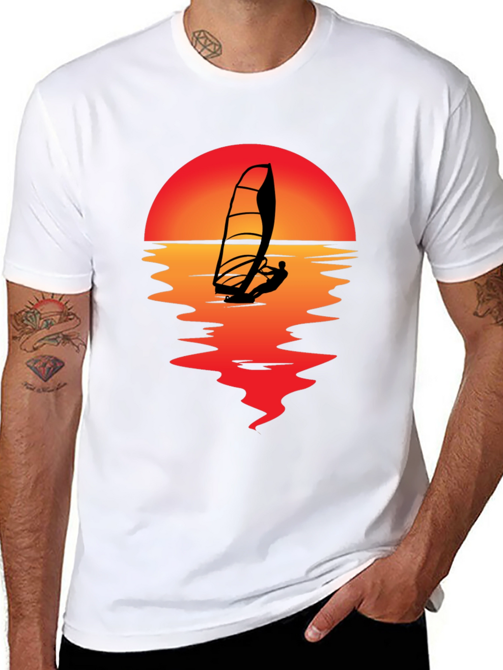 Sunset Windsurfer T-Shirt - Black