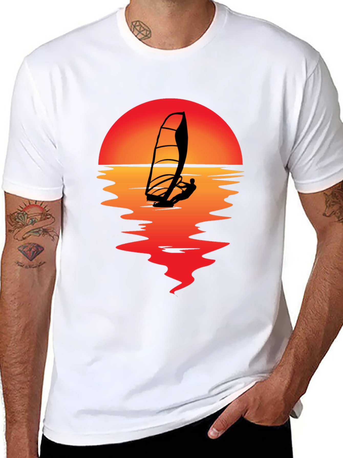 Sunset Windsurfer T-Shirt - Black