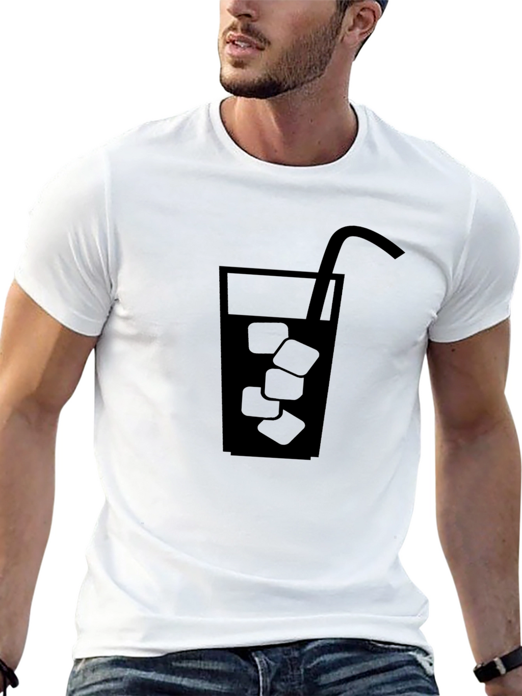 Mens Black Graphic Tee - Drink with Ice