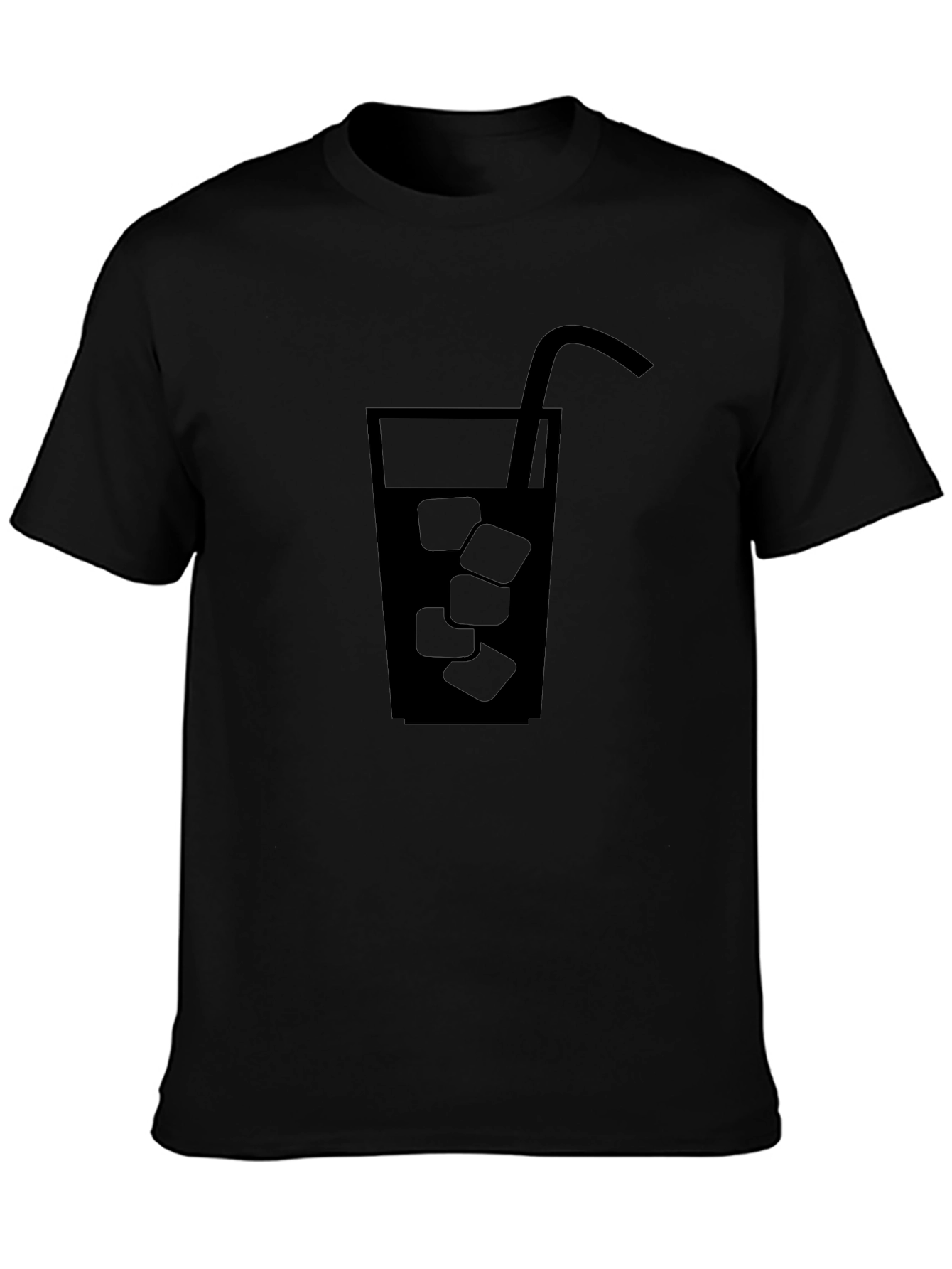 Mens Black Graphic Tee - Drink with Ice