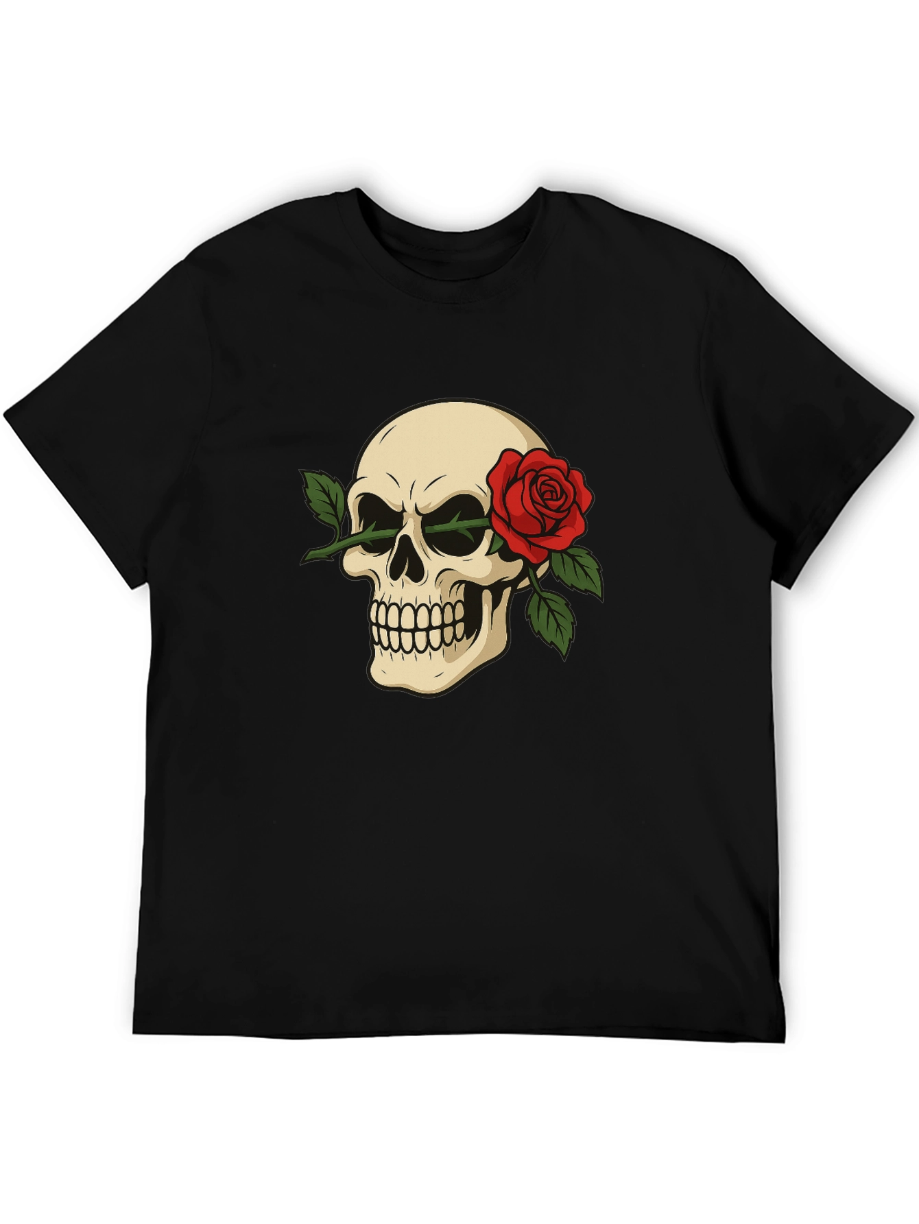 Skull & Rose Graphic Tee - Edgy Style