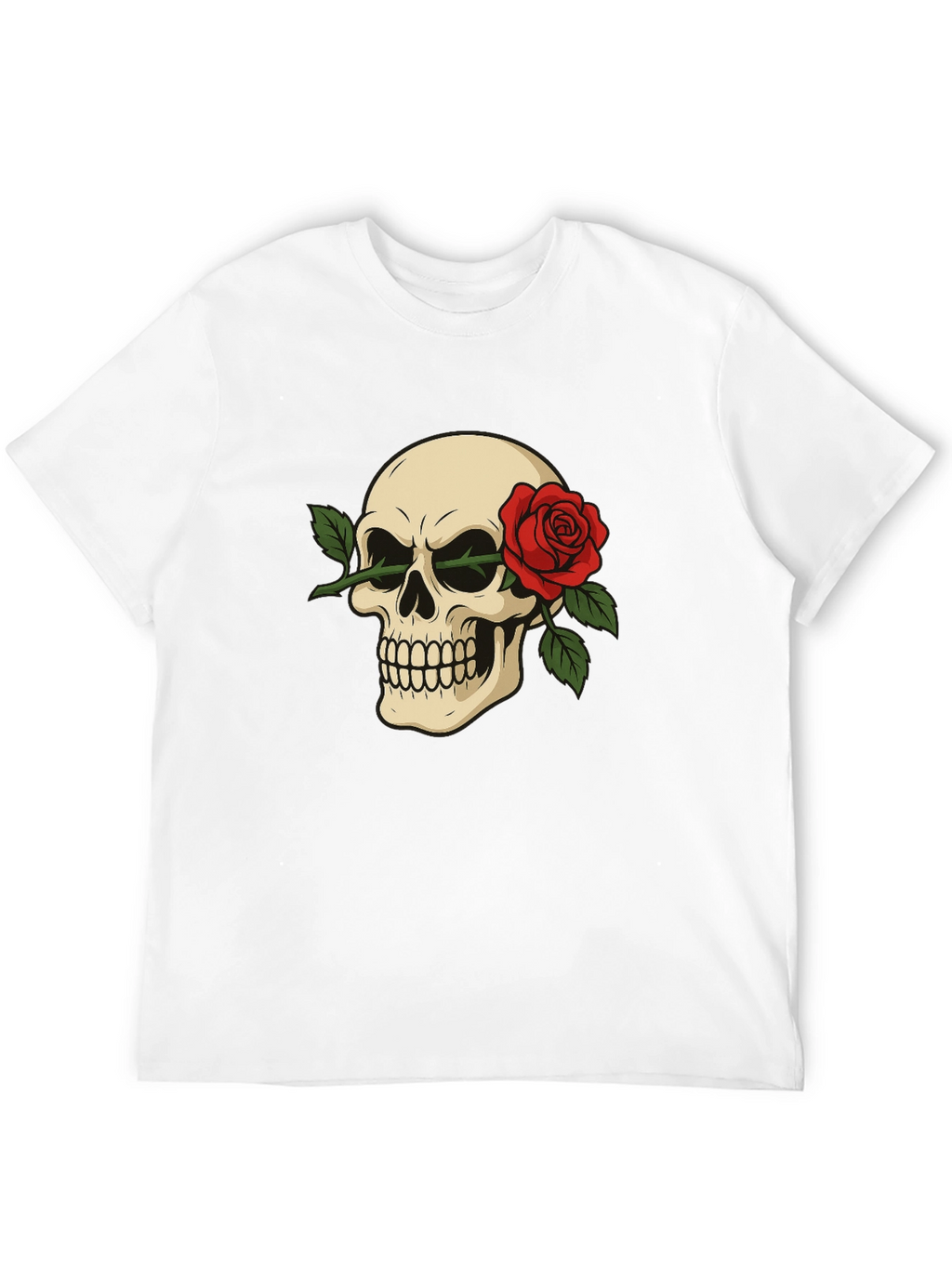 Skull & Rose Graphic Tee - Edgy Style
