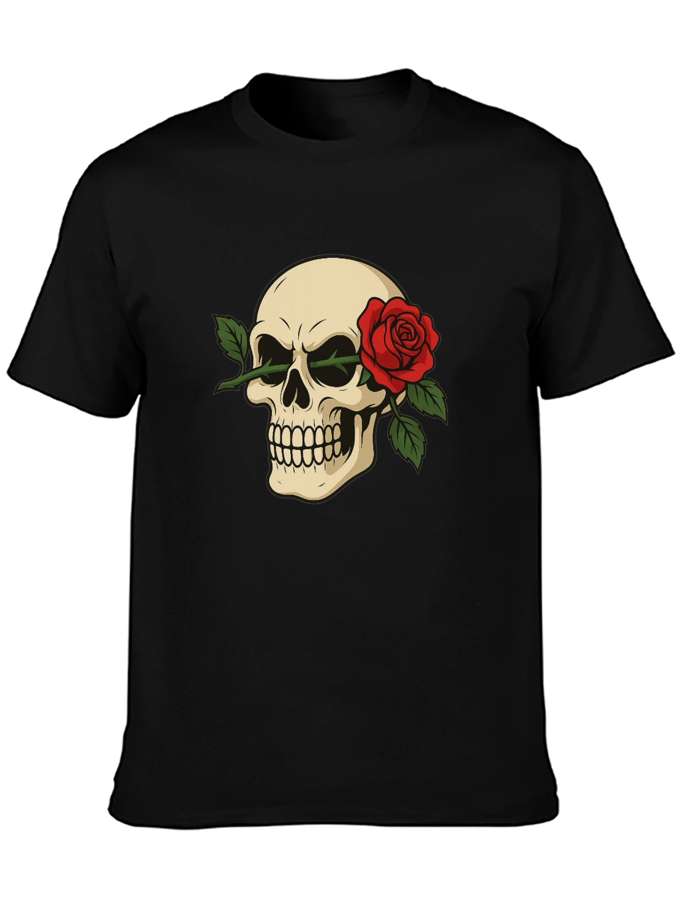Skull & Rose Graphic Tee - Edgy Style