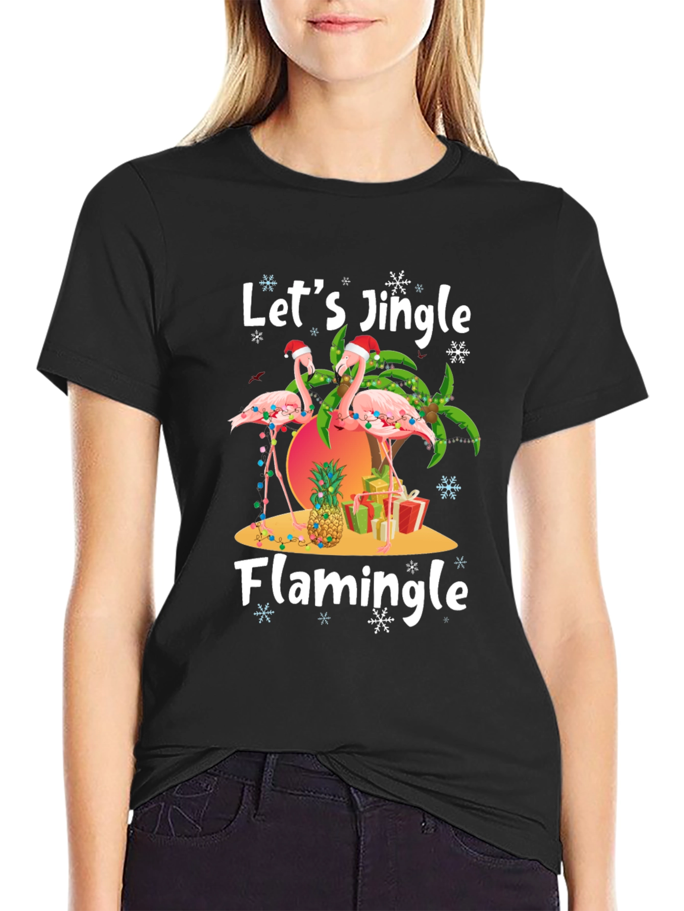 Christmas Flamingo T-Shirt - Jingle & Flamingle!