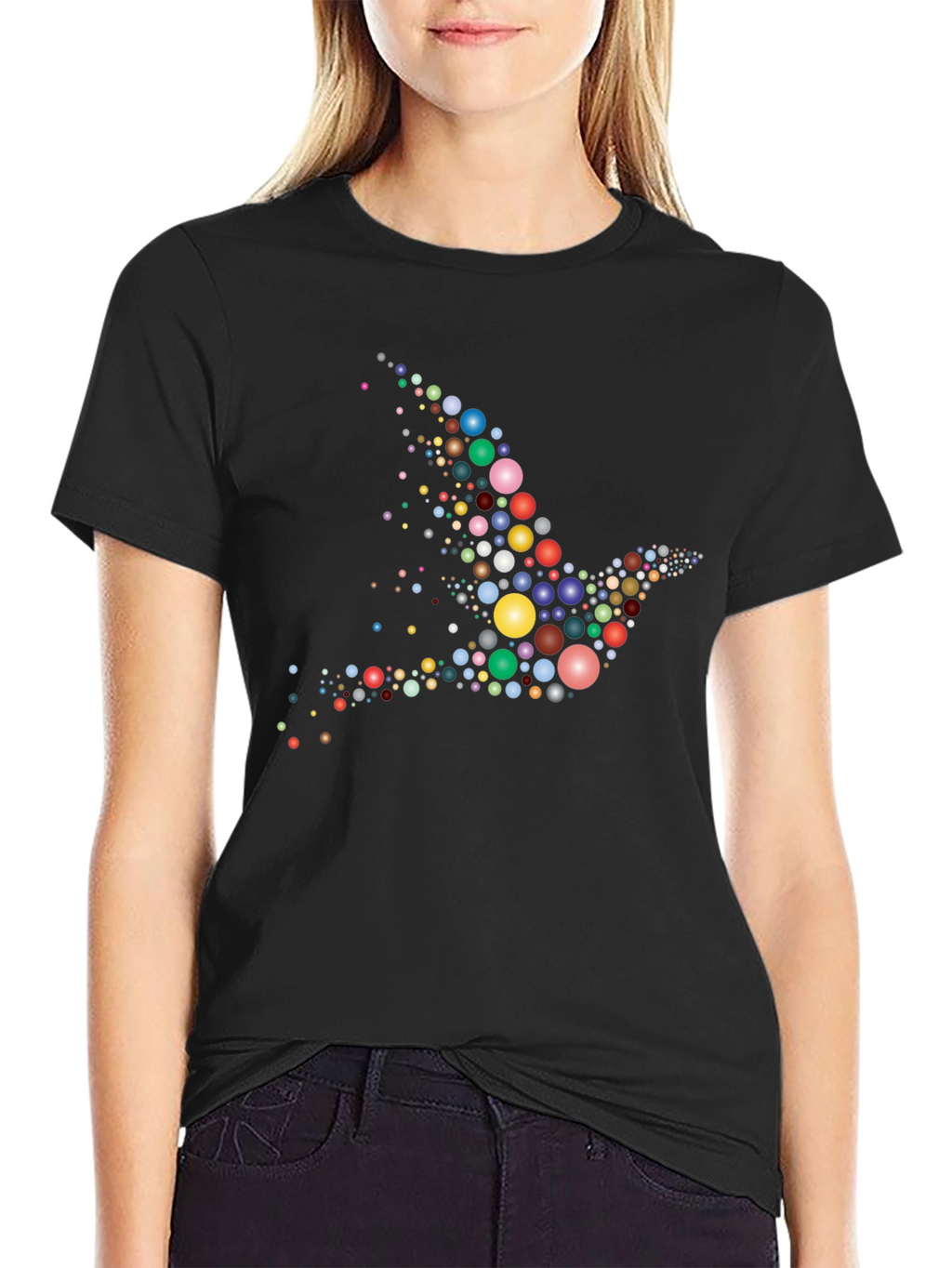 Dove Bubble Print Black T-Shirt