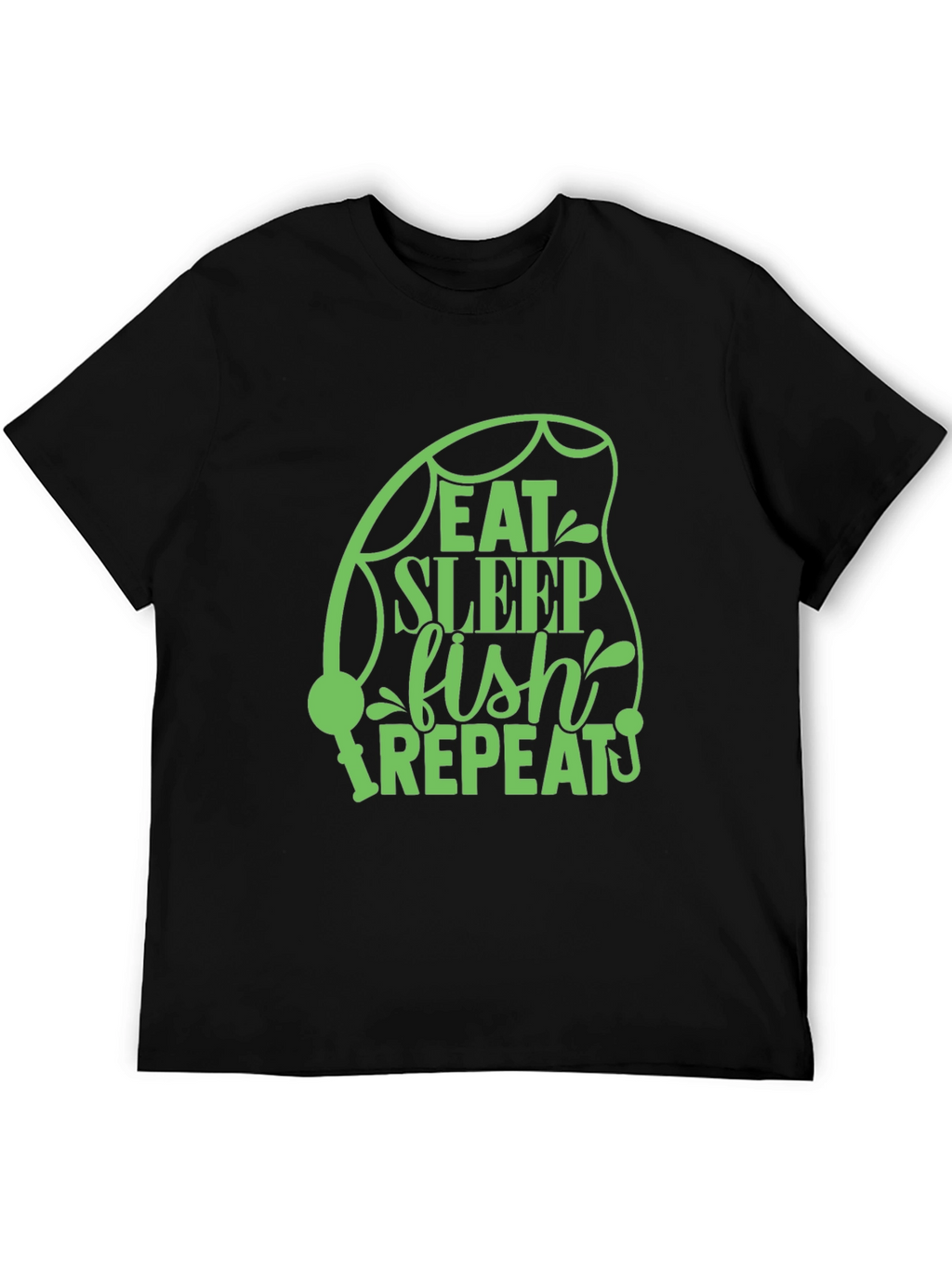 Eat Sleep Fish Repeat Black T-Shirt