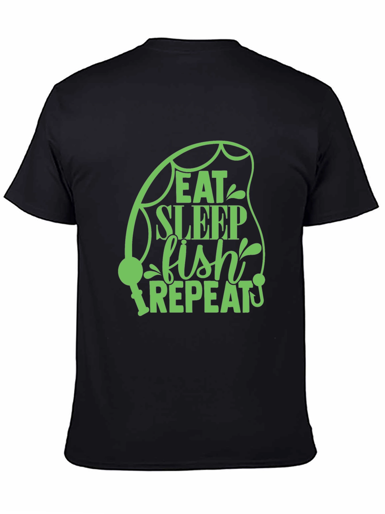 Eat Sleep Fish Repeat Black T-Shirt
