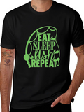Eat Sleep Fish Repeat Black T-Shirt