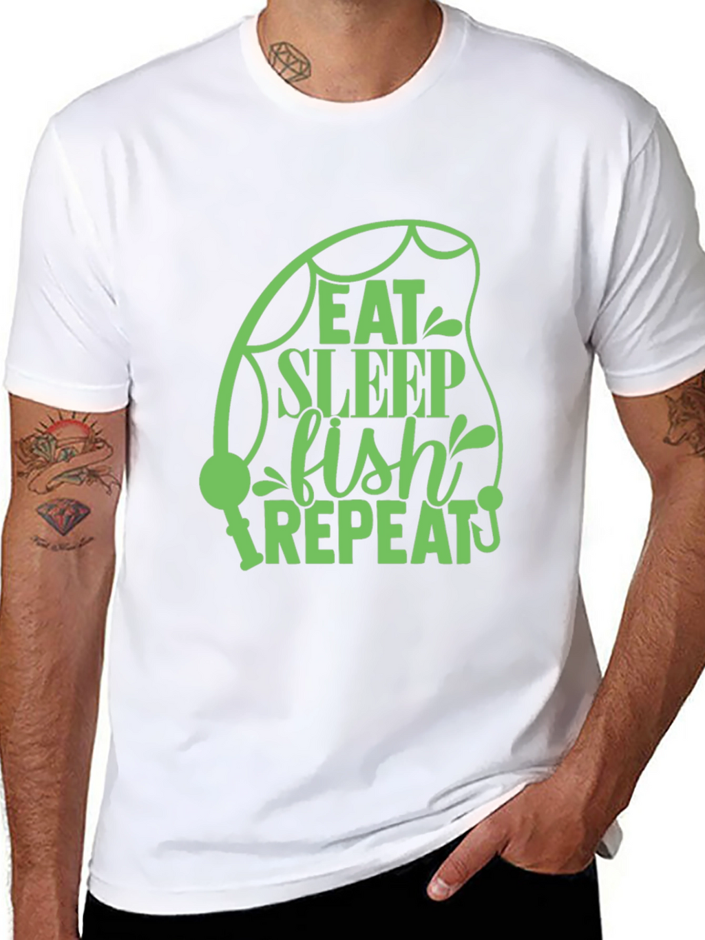 Eat Sleep Fish Repeat Black T-Shirt