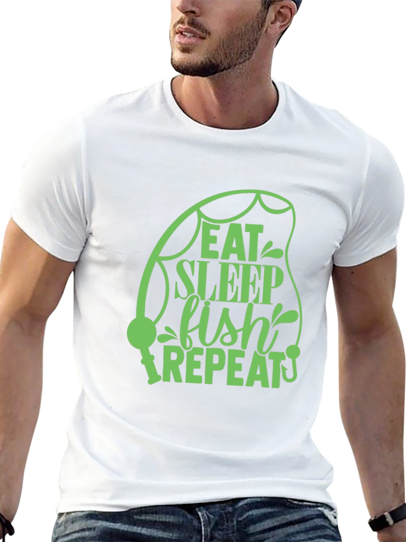 Eat Sleep Fish Repeat Black T-Shirt
