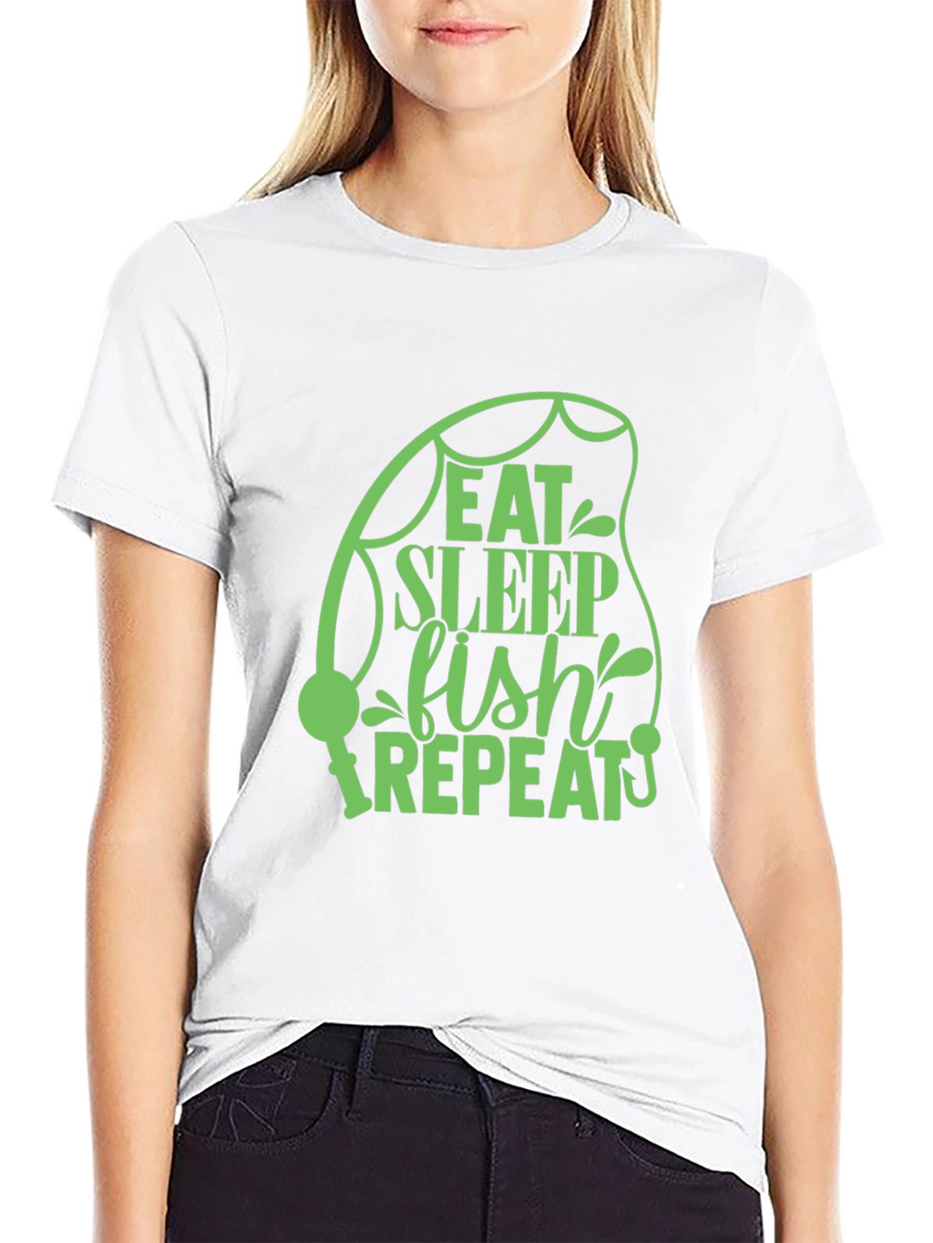 Eat Sleep Fish Repeat Black T-Shirt