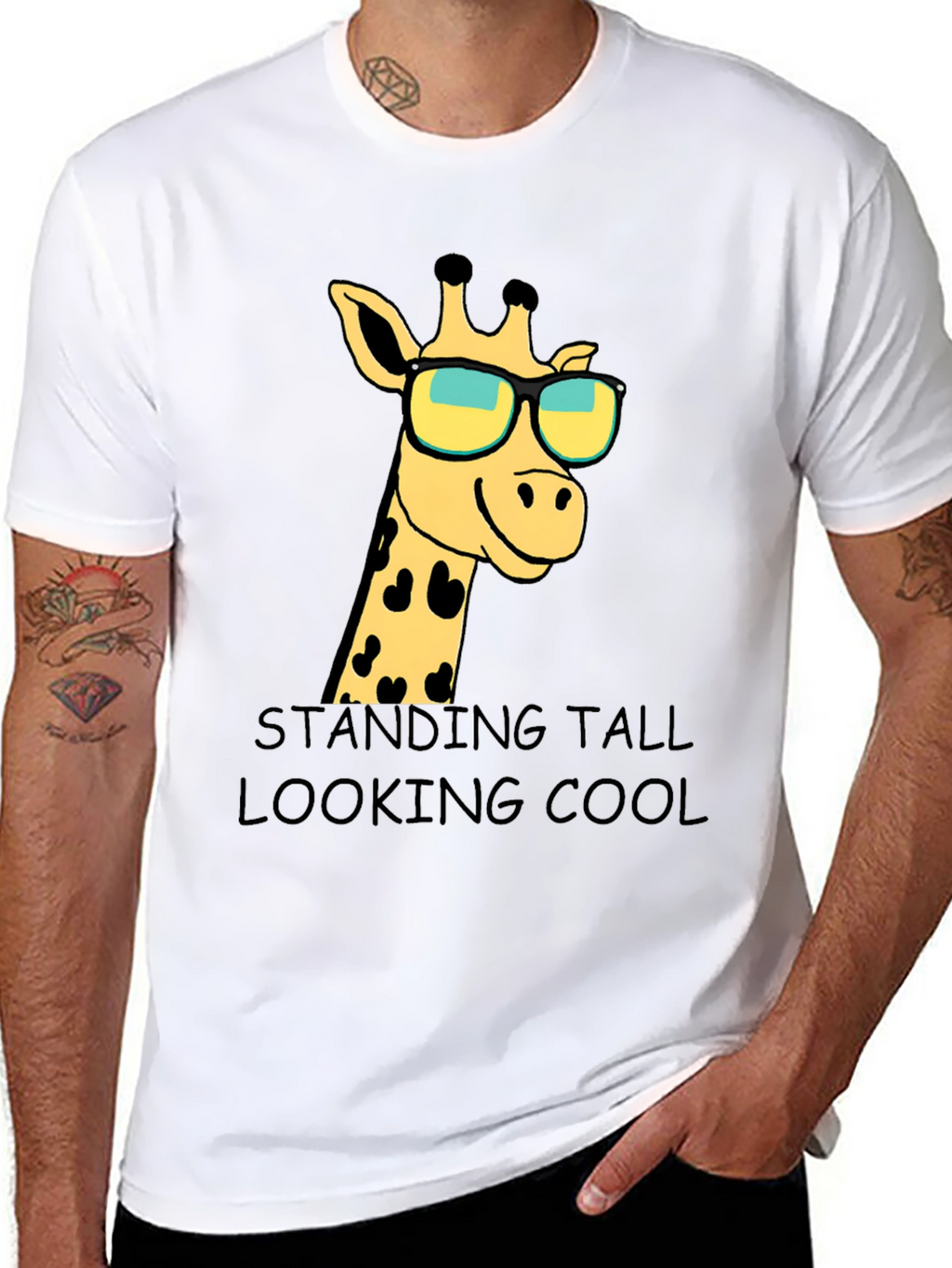 Giraffe Sunglasses Graphic T-Shirt: Standing Tall Looking Cool