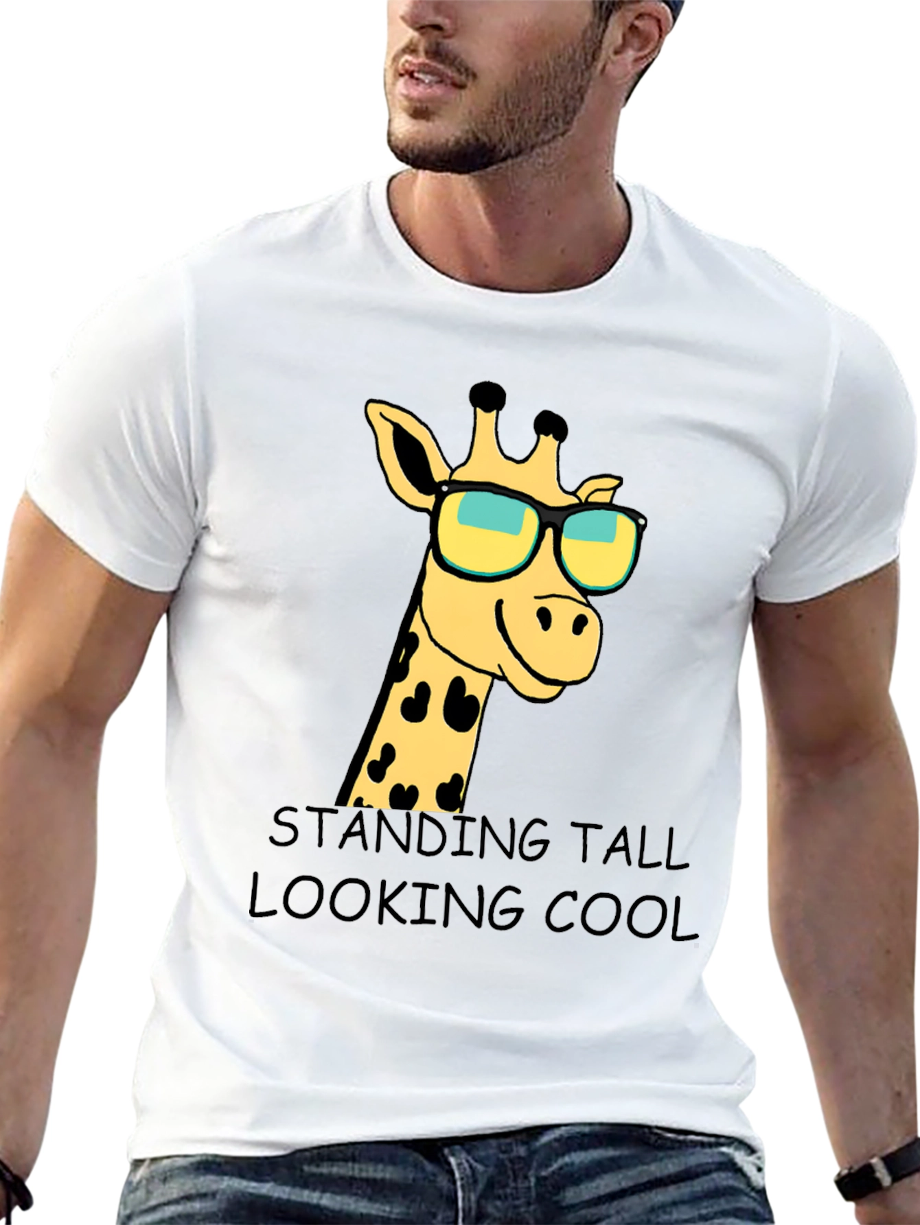 Giraffe Sunglasses Graphic T-Shirt: Standing Tall Looking Cool