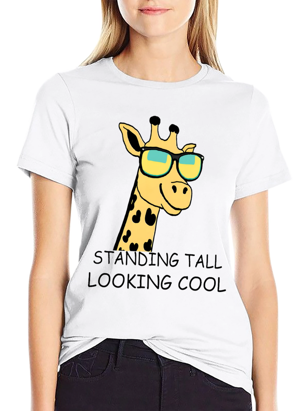 Giraffe Sunglasses Graphic T-Shirt: Standing Tall Looking Cool