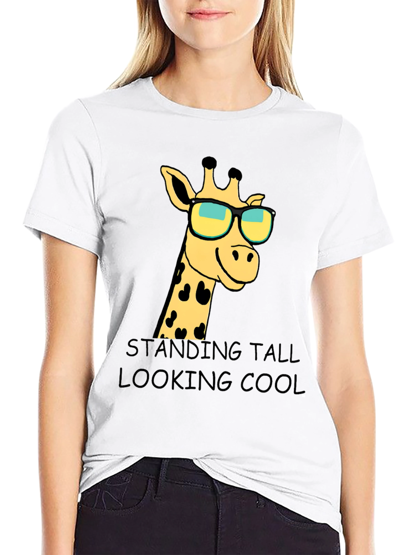 Giraffe Sunglasses Graphic T-Shirt: Standing Tall Looking Cool