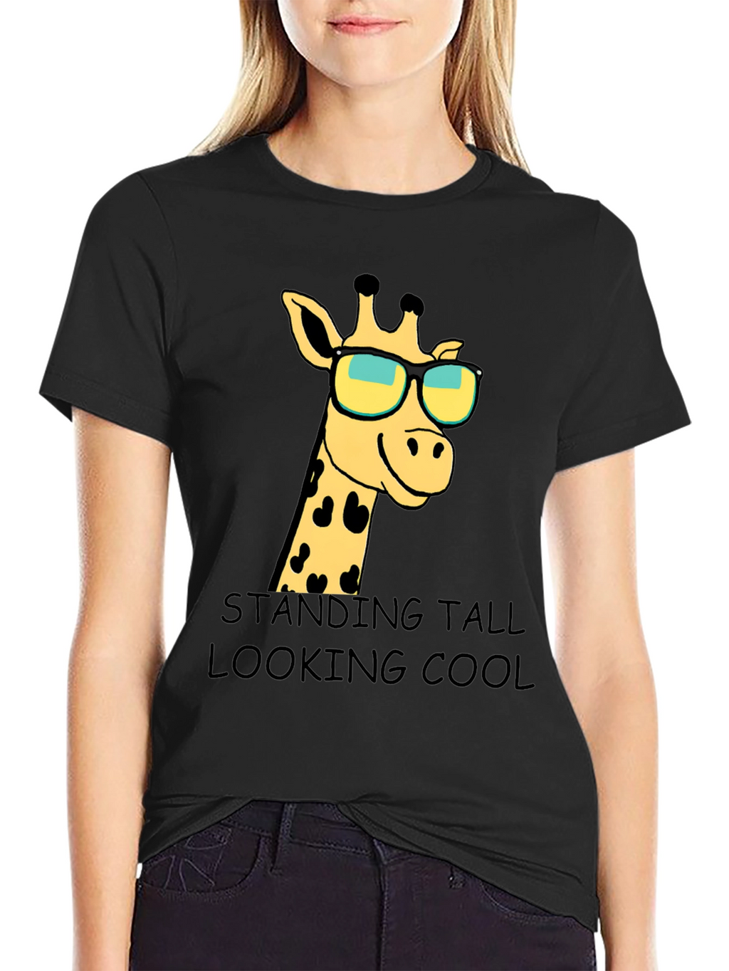 Giraffe Sunglasses Graphic T-Shirt: Standing Tall Looking Cool
