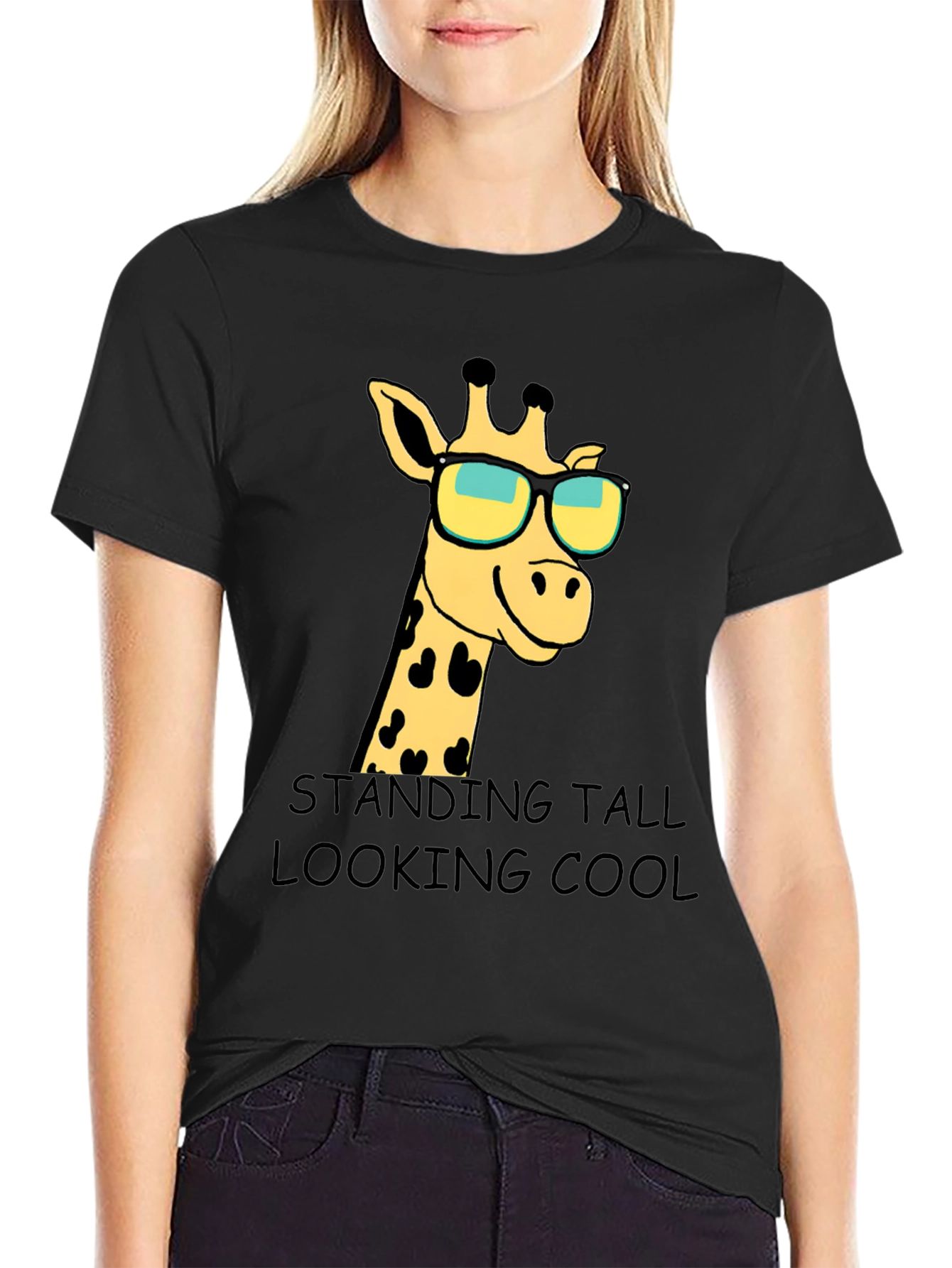 Giraffe Sunglasses Graphic T-Shirt: Standing Tall Looking Cool