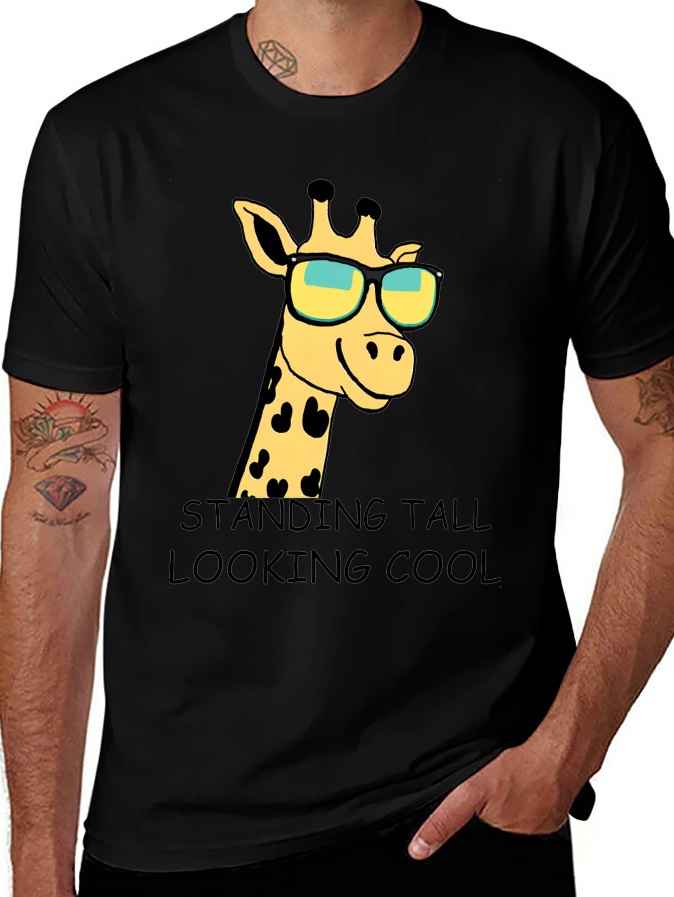 Giraffe Sunglasses Graphic T-Shirt: Standing Tall Looking Cool