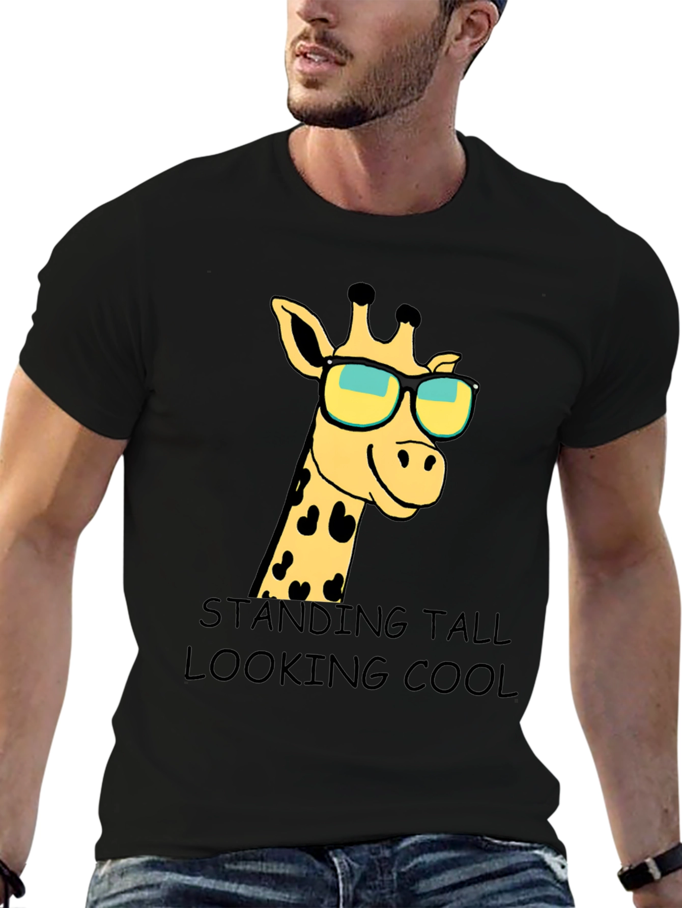 Giraffe Sunglasses Graphic T-Shirt: Standing Tall Looking Cool