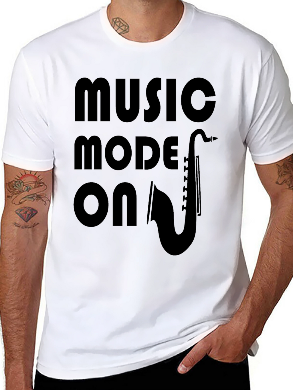 Music Mode On Graphic Tee - Saxophone Design
