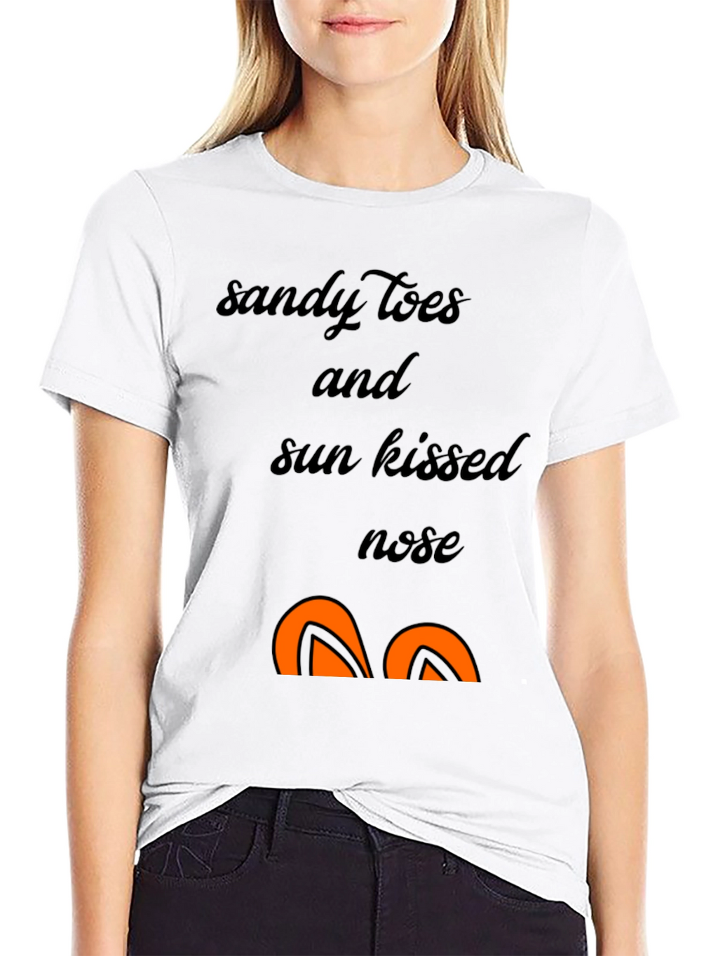 Sandy Toes Sun Kissed Nose Black Graphic T-Shirt