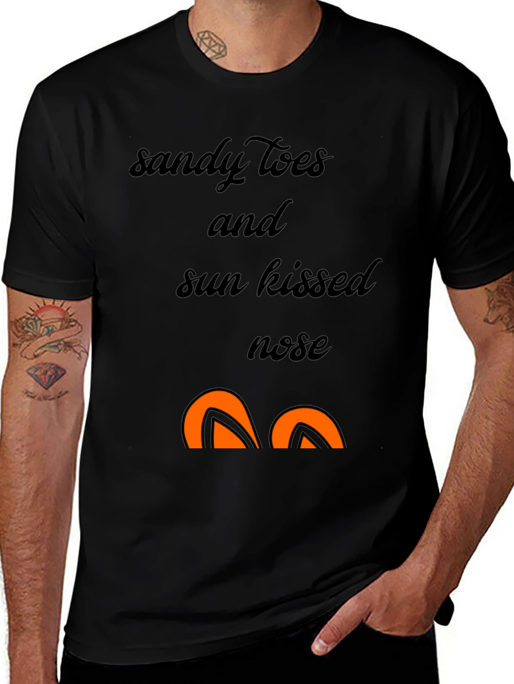 Sandy Toes Sun Kissed Nose Black Graphic T-Shirt