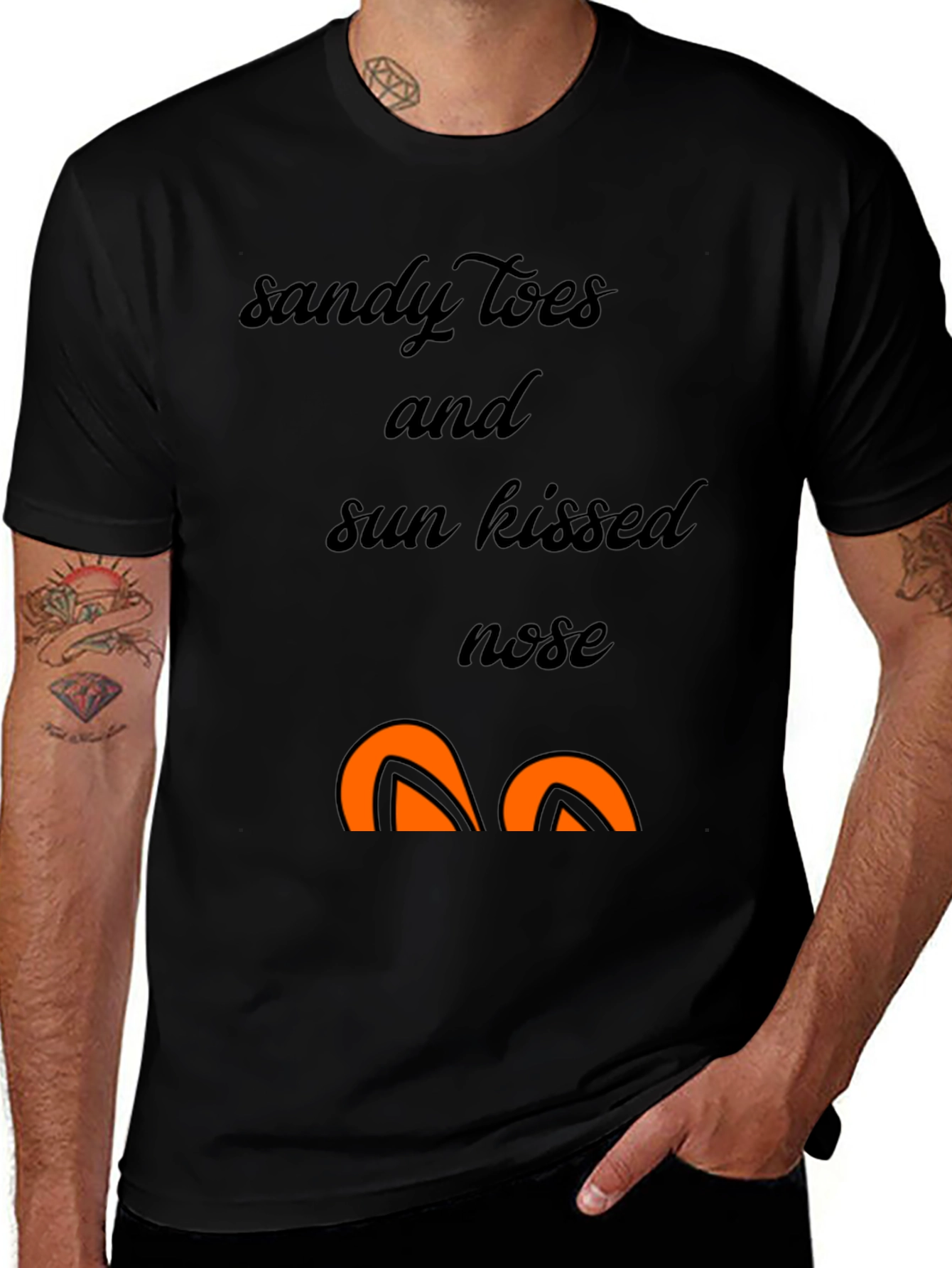 Sandy Toes Sun Kissed Nose Black Graphic T-Shirt